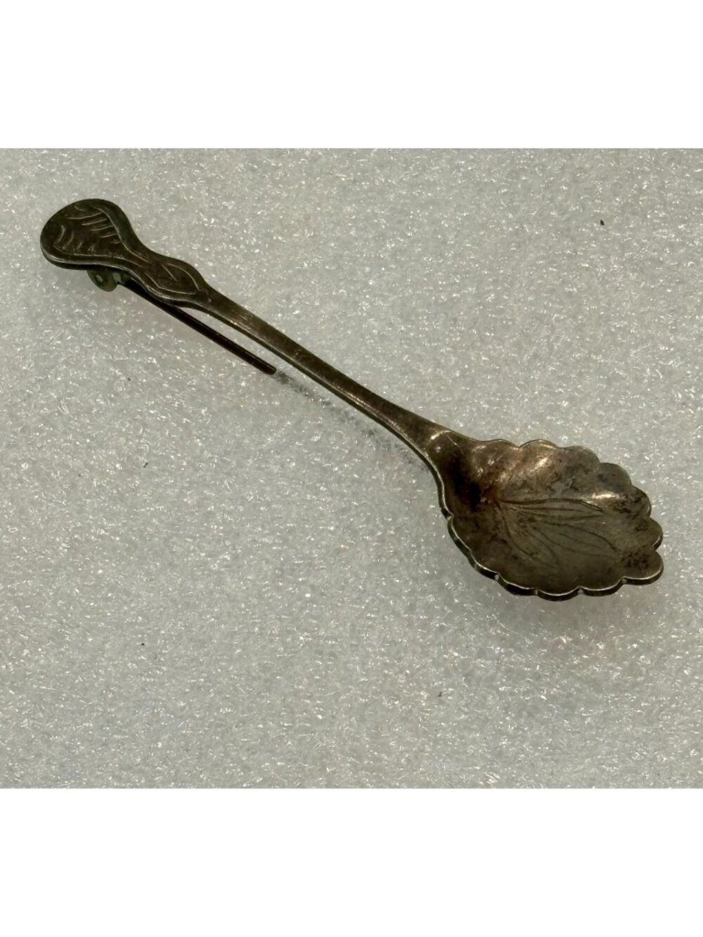 1950s Sterling Spoon Brooch Scalloped Shell Shape - 5.5  grams Marked Sterling
